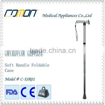 Metal Grey Folding Cane Soft Grip