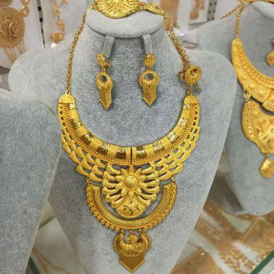 Vietnam Style 18K Gold Plated Jewelry, Traditional Bridal Necklace Earring Set for Ladies, Wholesale From 12 Pieces.