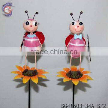 outdoor iron crafts of metal ladybug stakes for decor garden