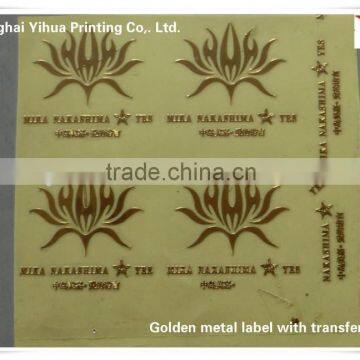 Golden metal label with transfer film