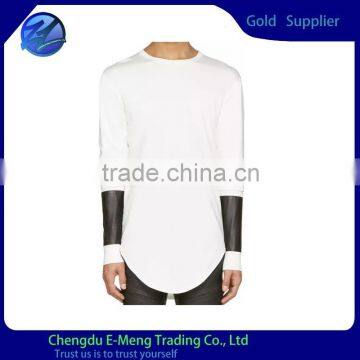 Hot Selling Plain Cotton Fabric Mens Fashion Tail Bottom Tall Tshirts Men