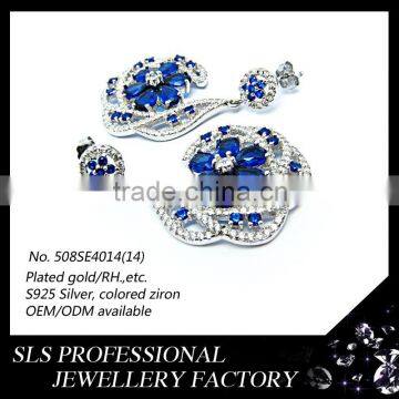 2015 Fashion China Wholesale 925 Royal Blue Silver Pakistani Bridal Jewelry Sets photo-3