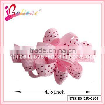 Polka dot boutique hair ribbon headwear,curly ribbon flower hair barrette for female