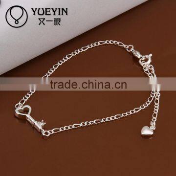 2014 Stylish body jewelry white gold ankle bracelet with key pendant