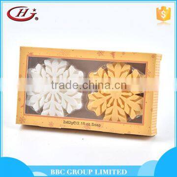 BBC Christmas Gift Sets Suit 002 OEM body care natural snowflake shape cheap bath soap