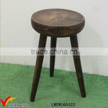 Wholesale Distressed Round Wood 3 Legged Stool