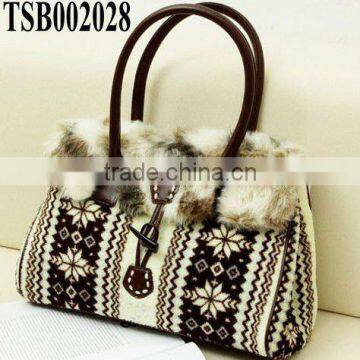 hot sale fashion ladies snowflake designer handbags fur handbag