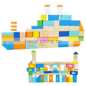 100 Pieces Best Selling Toys 2014 Ocean Blocks Different Shape Round Square Arch Triangle Wooden Block photo-2
