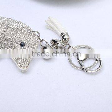 High Quality Metal Crystal Key Chain With Dolphin Pendant Women Bag Accessories Valentine's Day Gift photo-3