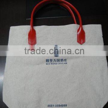 2016 latest factory directly canvas tote bag leather handle