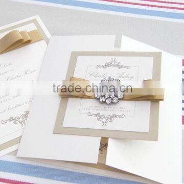 folio custom champagne personalised pearl elegant ivory wedding invitation card