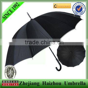 24'' windproof primotional J shape handle stick/straight rain umbrella