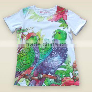 2016 New style 100% cotton water photo print short sleeve girls t-shirt