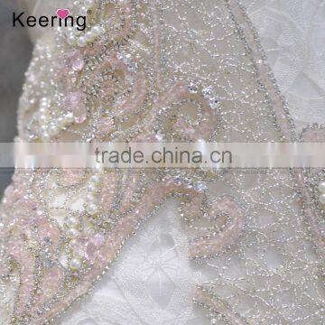 One Set Pink Beads Handmade Decorative Dress Patch for Women WDP-021 photo-4