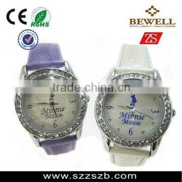 fashion diamond watch ,Japan movement ,nice quartz watch with leather strap ,zinc alloy watch