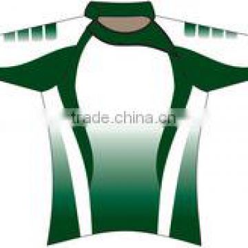 100% Polyester Moisture Wicking Sublimated Green White Rugby Shirt/Jersey