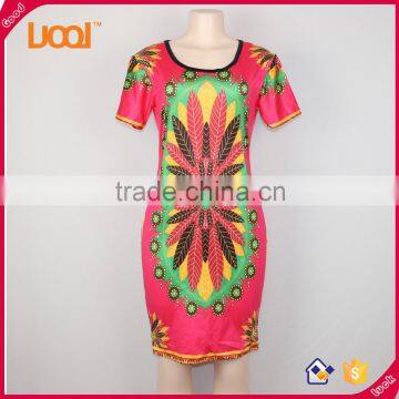 China Wholesale Dashiki Dress African Freedom Short Sleeve Multi Vibrant Color Dress