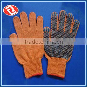 China Supply Gold Color Cotton Working Knitted Dotted Gloves