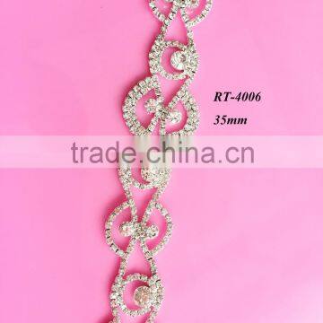 Hot selling double sectores DIY rhinestone trim for bridal sash wedding sash Wedding belt & garment accessory(RT-4006)