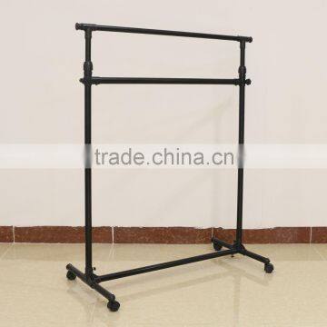 Adjustable double wire Metal clothes hanging display rack