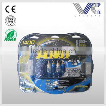 4ga blue transpartent Flexible PVC copper premium car wiring kit