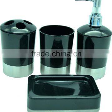 Stainless Steel Bath With Black Rubber Coated Bath Room Accessories