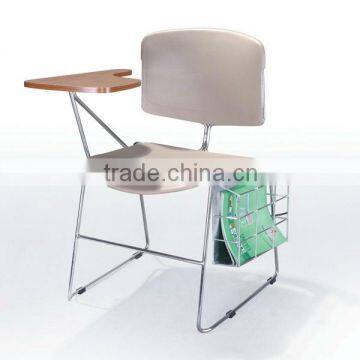 powerful and elegant wooden school chair with metal frame