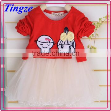 Wholesale fashion long sleeve girls christmas frock tutu dress for kids