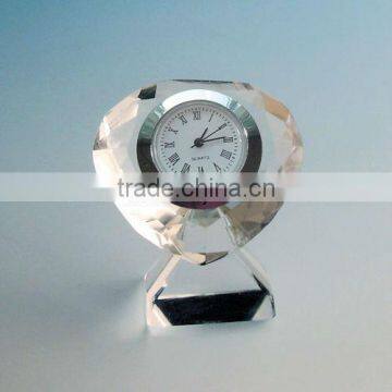 Hot-selling Crystal Table Clock /Cheap Glass Clock for Wedding Souvenier