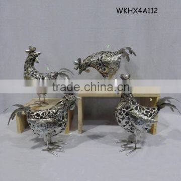 Silver color handcraft decorative metal chickens