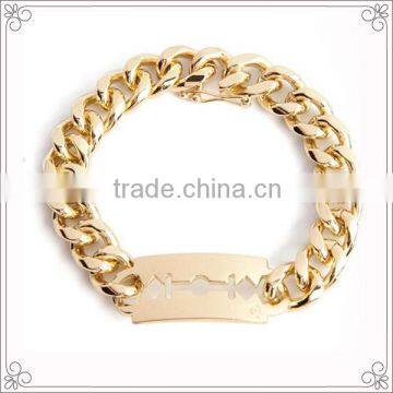 Gold Plated Stainless Steel Chain Bracelet For Men