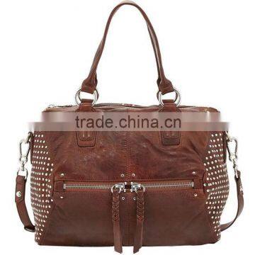 MD6024 Guangzhou high quality newest 100% leather beaded handbag women