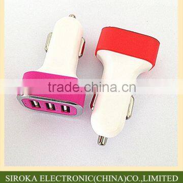 Portable triple USB car charger adapter USB cell phone car charger with 5V 5.2A output for Apple iPhone