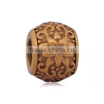 Ready Stock Vintage Tone Stainless Steel Jewelry Accessories Findings Large Hole European Charms Flower Spacer Beads SEB-LG121 photo-3