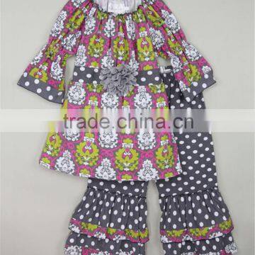 Wholesale Childrens Cotton Orange Chevron Thanksgiving Baby Girls Boutique Clothing photo-3