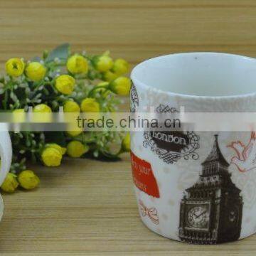 11OZ famous landmark design full decal print tea cups, shiny surface porcelain mug, KL5016-1095