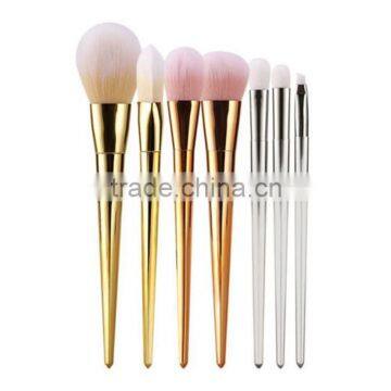 Metallic colors 7pcs high end makeup brushes set manufacturers china, accept custom logo makeup brush