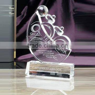 Wholesale moon shape crystal awards trophy with custom logo for corporate souvenir