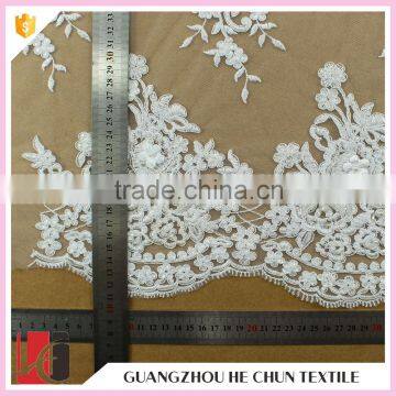 HC-6317-1 Hechun International Shopping Pure White Chiffon Flower African Handcut Bridal Lace Fabric Quality Choice photo-6