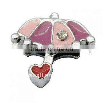 Alloy Slide Charms, Nickel, Umbrella, Multicolor, about 13.5x13x4.7mm, hole: 1.6x8mm(ENAM-Q131-2)