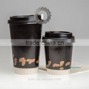 16oz 8oz custom printed Double Wall Coffee Paper Cup with Lid