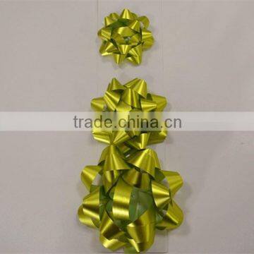 3 Pcs/Card 3" 4" 5" Green Color Matte Metallic Star Ribbon Gift Bow
