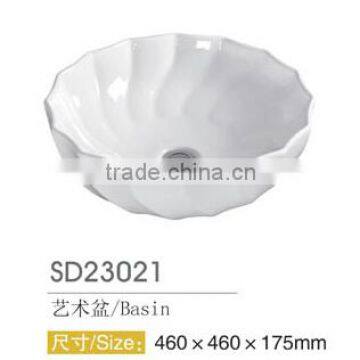Flower Shape Ceramic White Color Art Basin photo-2