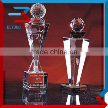 Customized Logo Engraving Crystal Glass Golf Ball Trophy Awards