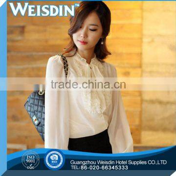 In-Stock Items fashion design Breathable ladies white linen shirt