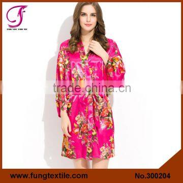 FUNG Item 3002 New Floral Women Satin Robe