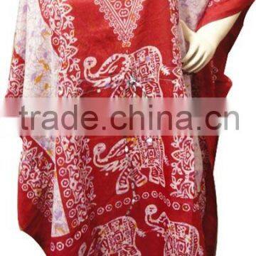 RTCF-9 Short Dress For Women Elephant Print African Style Pure Rayon Fabric Caftan / Kaftans From Jaipur India Mix Lot