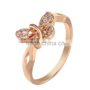 Delicate Inlay Zircon Women Lovely Small Butterfly Shaped Wedding Ring