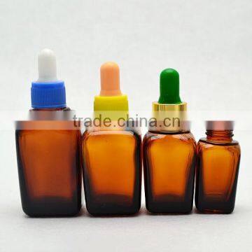 10/15/20/30/50/100ml amber/green/blue/purple/red square glass dropper bottle