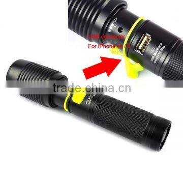 POPPAS 6618 High Power XML T6 Led Aluminium USB 5 Pin Rechargeable Zoomable LED Flashlight Torch Set photo-4